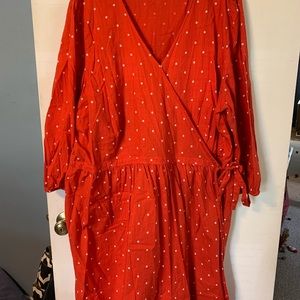 Old navy red/orange floral dot wrap dress 3x